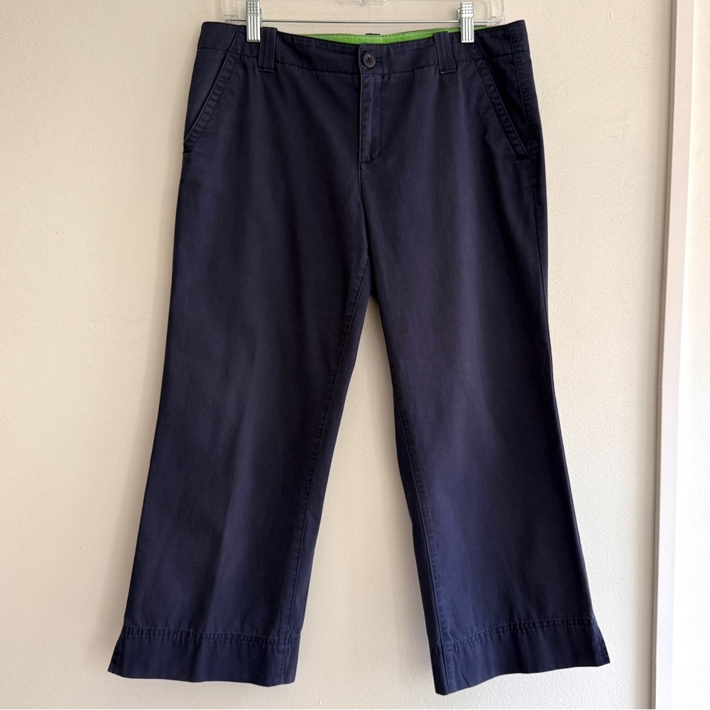 Lilly Pulitzer Main Line Fit Capri Pants Womens Sz 8 Navy Blue Cotton